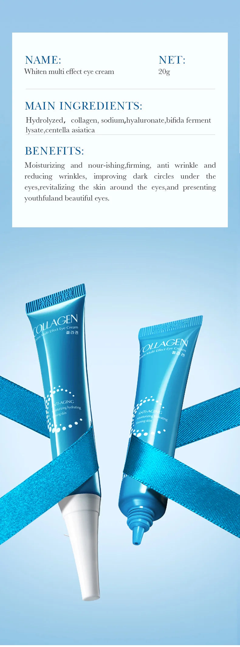 Mascarilla de Colágeno para Ojos - 60 Parches Antiojeras y Antiarrugas