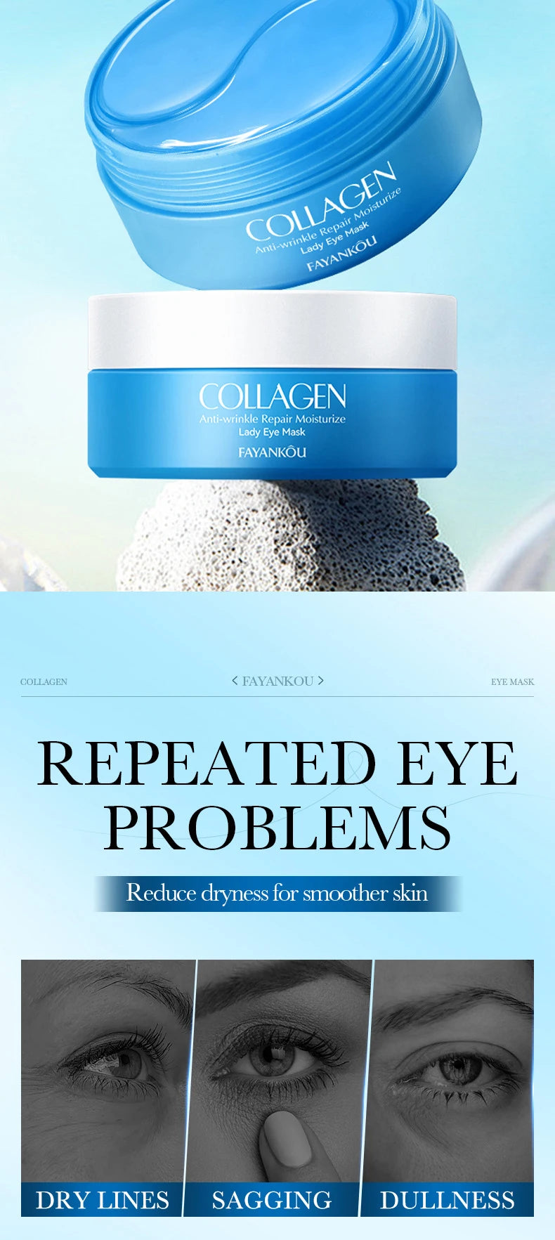 Mascarilla de Colágeno para Ojos - 60 Parches Antiojeras y Antiarrugas