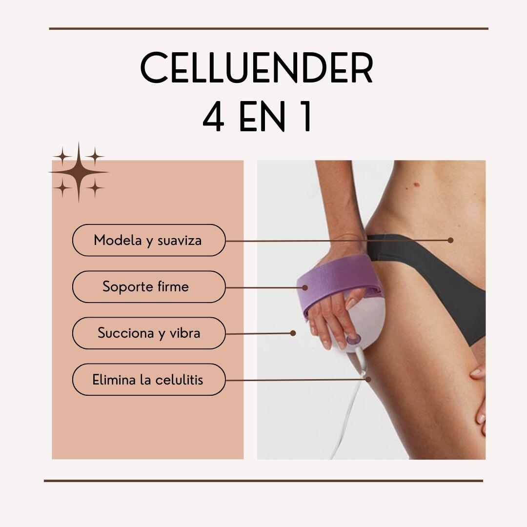 Masajeador anticelulitis 4 en 1 con rodillos, succión, vibración e intensidad regulable.